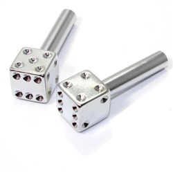 2 Silver Chrome Dice Interior Door Lock Knobs Pins for Car-Truck-HotRod-Classic