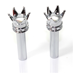 2 Custom Chrome Crown Interior Door Lock Knobs Pins for Car-Truck-HotRod-Classic