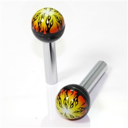 2 Fire Flames Ball Interior Door Lock Knobs Pins for Car-Truck-HotRod-Clasic