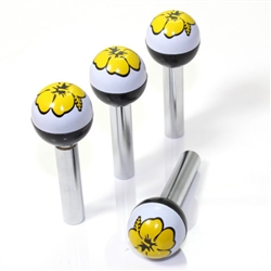 4 Yellow Flower Ball Interior Door Lock Knobs Pins for Car-Truck-HotRod-Clasic