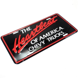 THE HEARTBEAT OF AMERICA CHEVY TRUCKS LICENSE PLATE ALUMINUM STAMPED METAL TAG