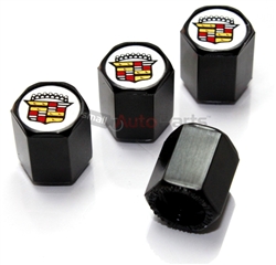 Cadillac Old Style Logo Black ABS Tire Valve Stem Caps