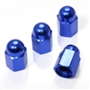 4 Blue Hex Dome Wheel Tire Pressure Air Stem Valve Caps for Auto-Car-Truck