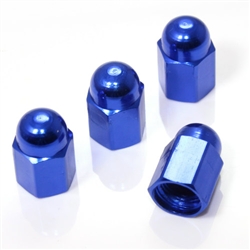 4 Blue Hex Dome Wheel Tire Pressure Air Stem Valve Caps for Auto-Car-Truck