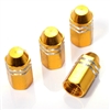 4 Gold Finned Hex Wheel Tire Pressure Air Stem Valve Caps for Auto-Car-Truck