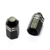 2 Black Finned Hex Wheel Tire Pressure Air Stem Valve Caps for Motorcycle-Bike