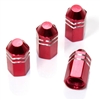 4 Red Finned Hex Wheel Tire Pressure Air Stem Valve Caps for Auto-Car-Truck