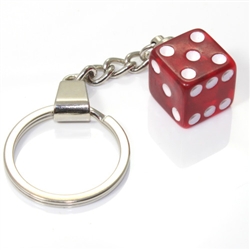 Clear Red Dice Keychain