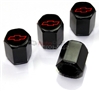 Chevrolet Red Logo Black ABS Tire Valve Stem Caps