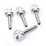 Door Lock Knobs - Chrome Iron Cross - Set of 4