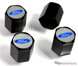 Ford Blue Logo Black ABS Tire Valve Stem Caps