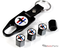 Ford Mustang Logo Black ABS Tire Valve Stem Caps & Key Chain