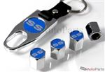 Chevrolet SS Blue Logo Chrome ABS Tire Valve Stem Caps & Key Chain