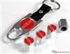 Lincoln Red Logo Chrome ABS Tire Valve Stem Caps & Key Chain