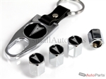 Pontiac Black Logo Chrome ABS Tire Valve Stem Caps & Key Chain