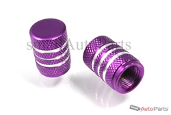 Purple Aluminum Chrome Stripes Tire Valve Stem Caps