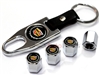 Cadillac New Logo Chrome ABS Tire Valve Stem Caps & Key Chain