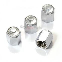 Bling Crystal Clear Chrome Diamond Tire Valve Stem Caps