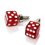 Clear Red Dice License Plate Frame Fasteners Bolts