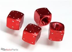 Red Aluminum Dice Tire Valve Stem Caps