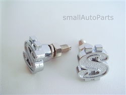 Chrome Dollar Sign License Plate Frame Fasteners Bolts