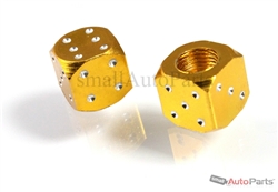 Yellow Gold Aluminum Dice Tire Valve Stem Caps
