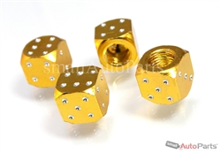 Yellow Gold Aluminum Dice Tire Valve Stem Caps