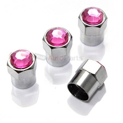 Pink Crystal Diamond Bling Tire Valve Stem Caps