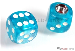 Clear Blue Dice Tire Valve Stem Caps