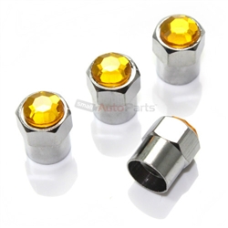 Yellow Crystal Diamond Bling Tire Valve Stem Caps