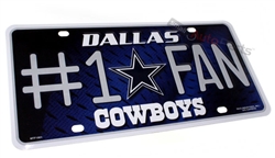 Dallas Cowboys #1 Fan NFL Aluminum License Plate Tag