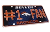 Denver Broncos #1 Fan NFL Aluminum License Plate Tag