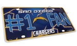 San Diego Chargers #1 Fan NFL Aluminum License Plate Tag