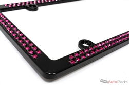 Black Pink Diamond Bling License Plate Frame