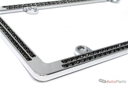 Chrome Black Diamond Bling License Plate Frame