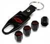 Chevrolet Red Logo Black ABS Tire Valve Stem Caps & Key Chain