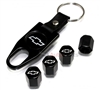 Chevrolet Silver Logo Black ABS Tire Valve Stem Caps & Key Chain