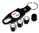 Buick White Logo Black ABS Tire Valve Stem Caps & Key Chain