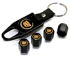 Cadillac Gold Logo Black ABS Tire Valve Stem Caps & Key Chain