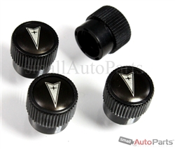 Pontiac Logo Black ABS Tire Stem Valve Caps