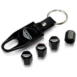 Pontiac GTO Logo Black ABS Tire Valve Stem Caps & Key Chain