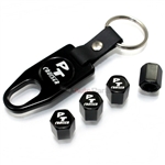 Chrysler PT Cruiser Logo Black ABS Tire Valve Stem Caps & Key Chain