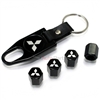 Mitsubishi Silver Logo Black ABS Tire Valve Stem Caps & Key Chain