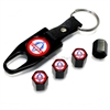 Ford Mustang Cobra Snake Logo Black ABS Tire Valve Stem Caps & Key Chain