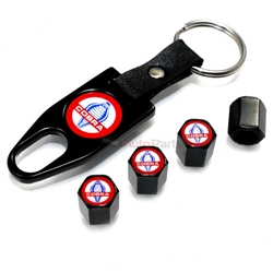 Ford Mustang Cobra Snake Logo Black ABS Tire Valve Stem Caps & Key Chain