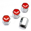 Pontiac Trans Am Red Logo Chrome ABS Tire Valve Stem Caps