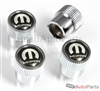 Mopar Black Logo Chrome ABS Tire Stem Valve Caps