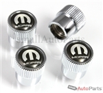 Mopar Black Logo Chrome ABS Tire Stem Valve Caps