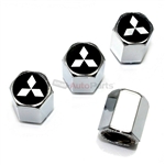 Mitsubishi Silver Star Logo Chrome ABS Tire Valve Stem Caps