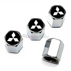 Mitsubishi Silver Star Logo Chrome ABS Tire Valve Stem Caps